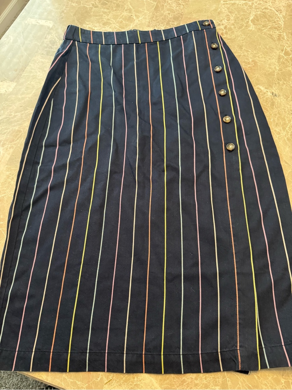 Marine Layer Button Up Striped Midi Skirt  Small - Picture 3 of 10